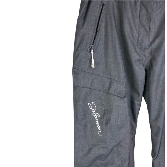 Salomon Ski Pants Mens Medium Black Cargo Zip Pockets Clima Pro Adjustable Waist - Picture 6 of 11